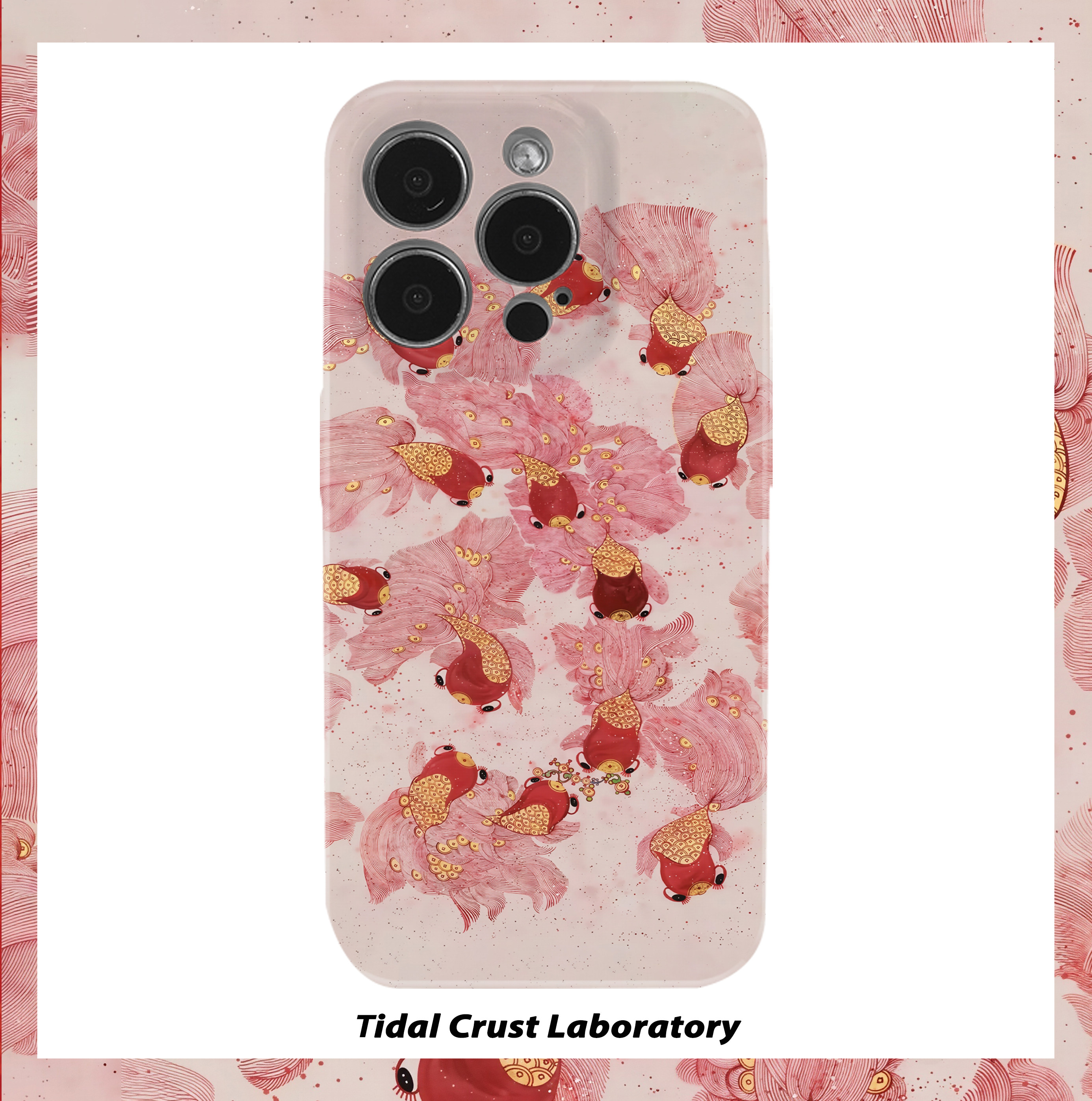 中式国画好运富贵金鱼菲林二合一手机壳适用苹果17nova14华为