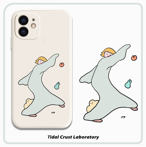 跟我一起摇摆简笔画酷液态硅胶全包手机壳适用苹果17nova14华为p70/mate70小米15opporeno14vivo荣耀iPhone15