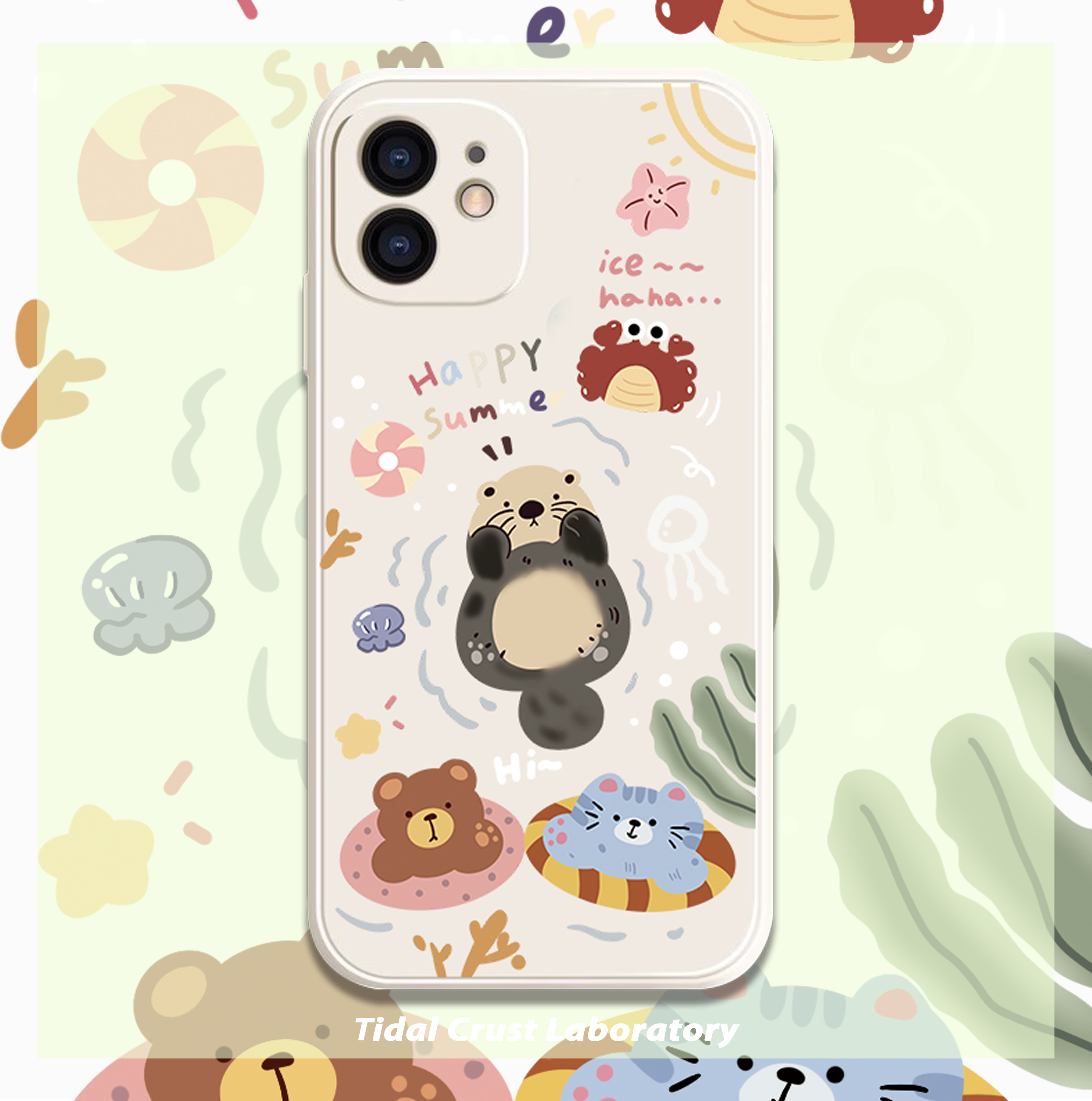 可爱的水獭在玩水睡觉液态硅胶手机壳适用苹果17nova14华为p70mate70小米15opporeno14vivo30荣耀300iPhone15