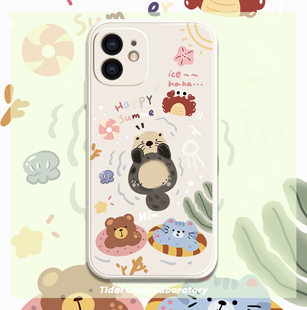 可爱的水獭在玩水睡觉液态硅胶手机壳适用苹果17nova14华为p70mate70小米15opporeno14vivo30荣耀300iPhone15