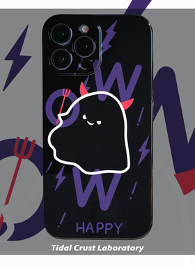 卡通亮面闪电蓝色怪兽ins全包手机壳适用苹果15nova10华为p50E/mate40小米13opporeno9vivo荣耀80iPhone14