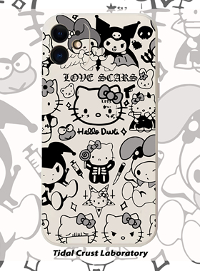 液态硅胶卡通KT猫猫可爱简笔画全包手机壳适用苹果17nova14华为p70mate70小米15opporenovivo荣耀300iPhone15