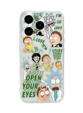 瑞克和莫蒂透明卡通手机壳适用苹果17nova14华为p70/mate70小米15opporeno14vivo30荣耀300iPhone15