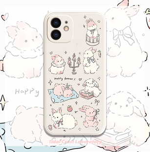 可爱卡通简笔画兔兔全包液态硅胶手机壳适用苹果17nova14华为p70 mate70小米15opporeno14vivo30荣耀iPhone15