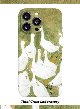 可爱绿色大鹅发财清新菲林二合一手机壳适用苹果17nova14华为p70mate60小米15opporen14ovivo荣耀300iPhone16