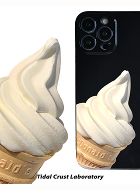 夏天麦门m记甜筒冰淇淋黑色亮面手机壳适用苹果17nova14华为p70/mate70小米15reno14vivo30荣耀300iPhone15