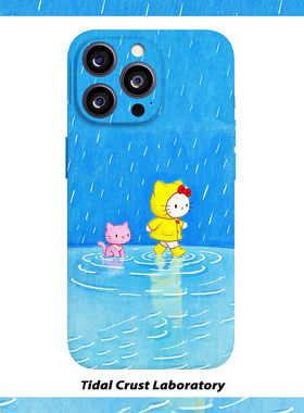 雨中漫步的日本猫复古菲林二合一手机壳适用苹果17nova14华为p70mate60小米15opporen14ovivo荣耀300iPhone16