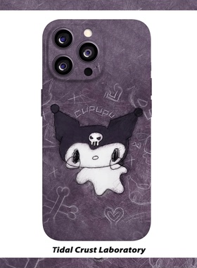 暗黑紫色涂鸦库洛米菲林二合一手机壳适用苹果17nova14华为p70mate60小米15opporen14ovivo荣耀300iPhone16