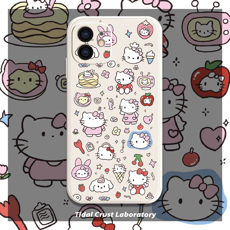可爱hello凯蒂猫少女酷液态硅胶全包手机壳适用苹果17nova14华为p70mate70小米15opporeno14vivo荣耀iPhone15
