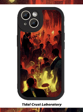 一起奏乐一起舞梦幻黑色仿小羊皮手机壳适用苹果16nova12华为p70mate60小米14opporen12ovivo荣耀200iPhone15