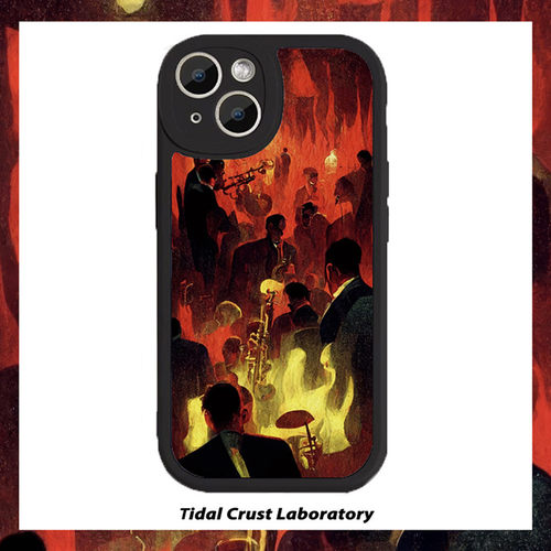 一起奏乐一起舞梦幻黑色仿小羊皮手机壳适用苹果16nova12华为p70mate60小米14opporen12ovivo荣耀200iPhone15