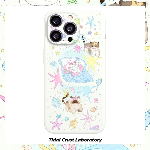 可爱手绘开心的猫咪菲林二合一手机壳适用苹果17nova14华为p70mate60小米15opporen14ovivo荣耀300iPhone16