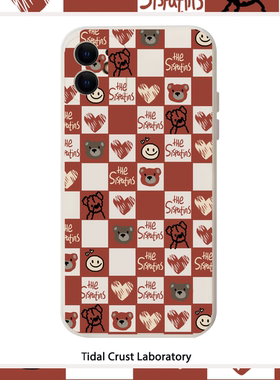 液态硅胶红色棋盘格子简约手机壳适用苹果17nova14华为p70mate70小米15opporeno14vivo30荣耀300iPhone15