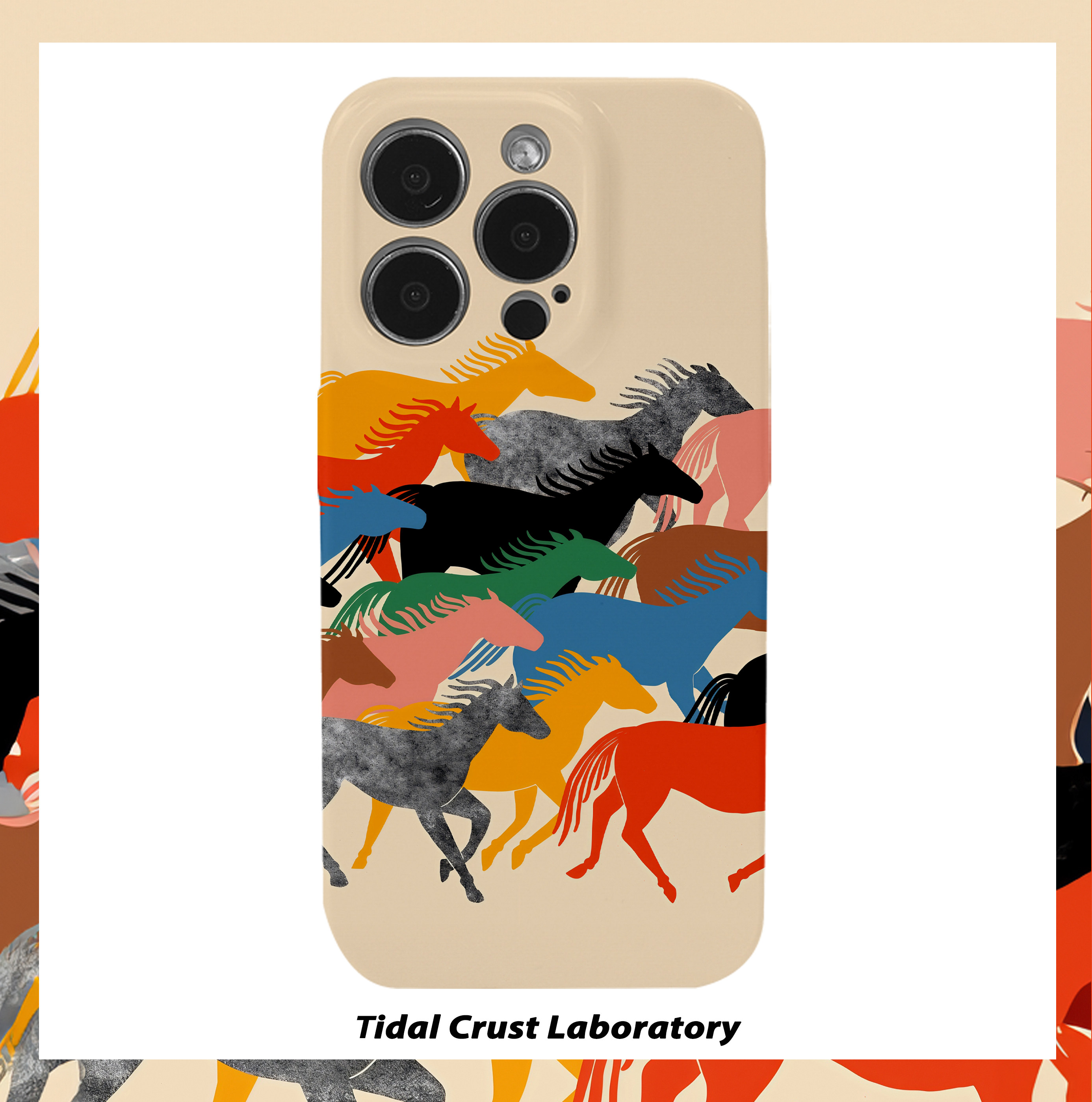 马年个性多彩骏马奔腾菲林二合一手机壳适用苹果17nova14华为