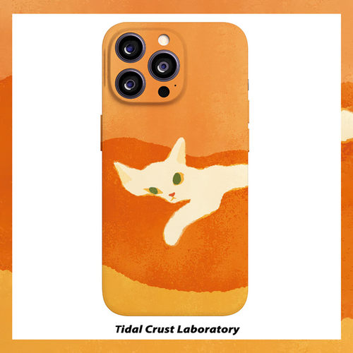 可爱油画橘色慵懒猫咪菲林二合一手机壳适用苹果17nova14华为p70mate60小米15opporen14ovivo荣耀300iPhone16