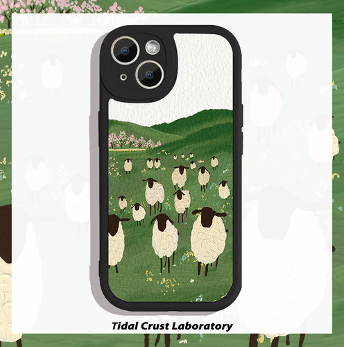 一起去放羊吧可爱绿色小羊皮手机壳适用苹果17nova14华为p70/mate70小米15reno14vivo30荣耀300iPhone15