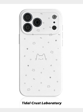 可爱手绘线条小猫咪菲林二合一手机壳适用苹果17nova14华为p70mate60小米15opporen14ovivo荣耀300iPhone16