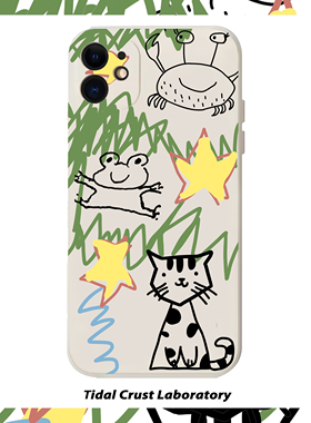 小狗与青蛙简笔画全包液态硅胶手机壳适用苹果17nova14华为p70mate70小米15opporeno14vivo30荣耀300iPhone15