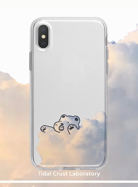 云朵可爱小熊简约卡通透明手机壳适用苹果15nova10华为p50E/mate40小米13opporeno9vivo荣耀80iPhone14