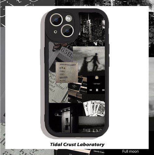 牵我手跟我走黑色小羊皮拼接风手机壳适用苹果17nova14华为p70/mate70小米15reno14vivo30荣耀300iPhone15