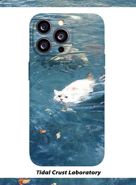 可爱复古猫咪游泳蓝色菲林磁吸手机壳适用苹果17nova14华为p70mate60小米15opporen14ovivo荣耀300iPhone16