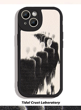 跟着他们走还能怎么样黑色小羊皮手机壳适用苹果15nova9华为p50mate60pro小米13opporenovivo荣耀80iPhone14