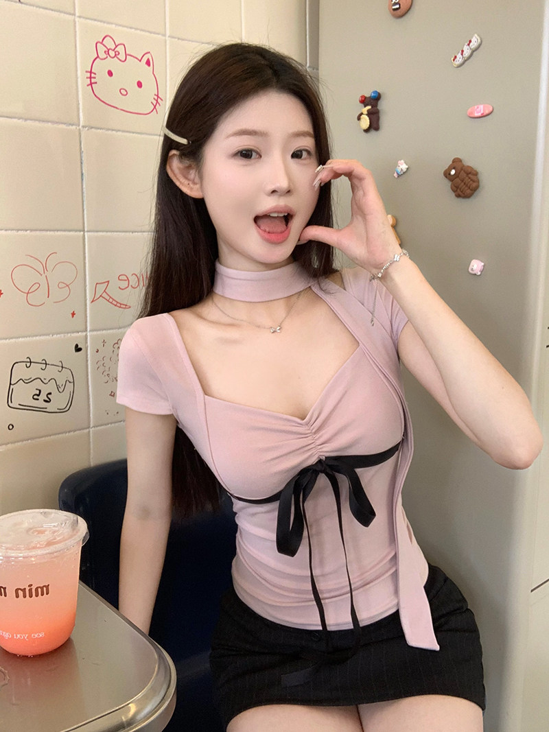 辣妹方领正肩短袖T恤女夏季纯欲蝴蝶结绑带独特别致修身短款上衣,服饰配件/皮带/帽子/围巾,口袋巾,淘宝优惠券,粉丝福利购,淘宝优惠卷