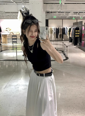 无袖背心上衣潮设计感甜辣妹短款