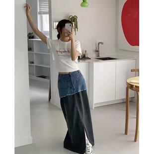 白色正肩纯棉短袖T恤女夏季美式甜辣妹绝搭高腰短款露脐上衣ins潮