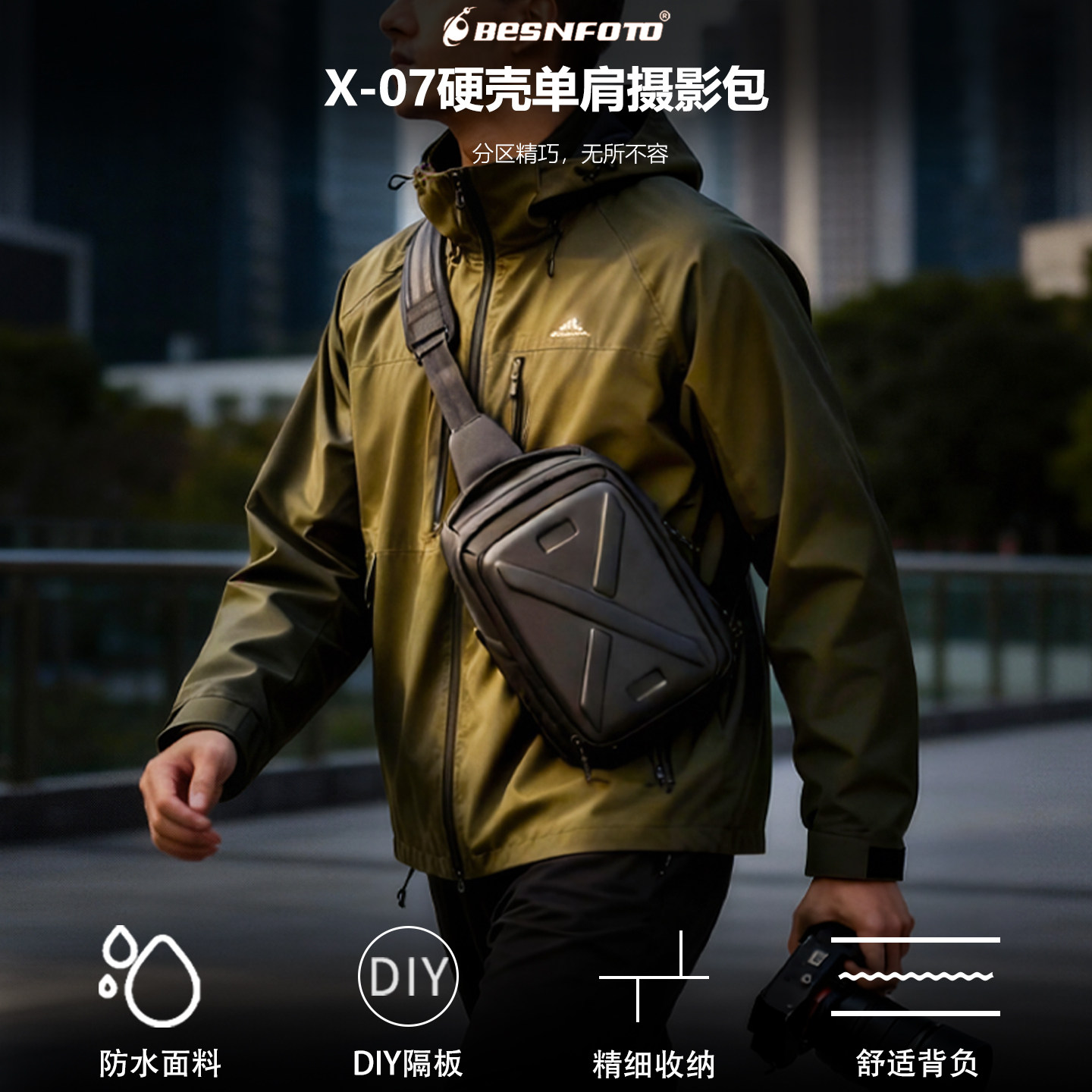 BESNFOTO佰信BN-2516相机斜挎包男女单反单肩复古简约
