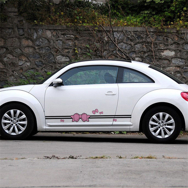大众新甲壳虫侧裙贴纸奥迪a1蝴蝶结hello kitty车贴汽车拉花mini