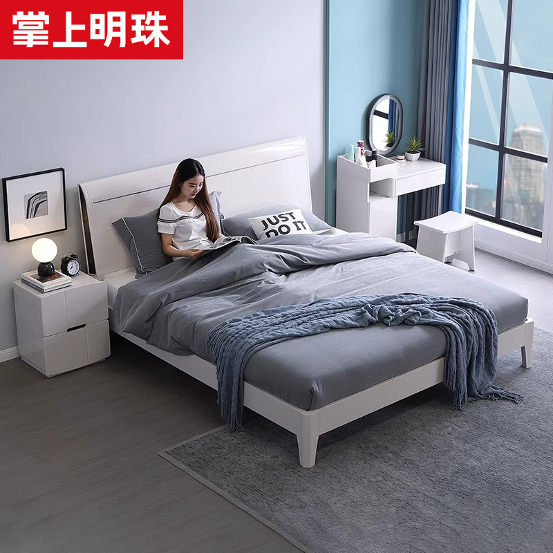 掌上明珠简约板式床主卧高箱床