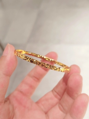 碎冰冰手镯新款简约碎碎金手镯百搭碎金金镯子显白闺蜜女友礼物