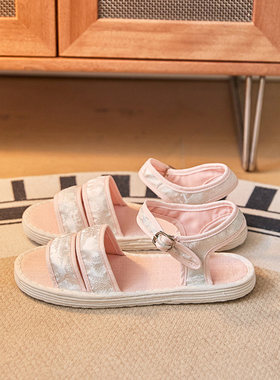一字带千层底手工凉鞋女夏季