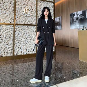炸街网红西装套装女2026春季新款时尚气质高级感显瘦直筒裤小西服
