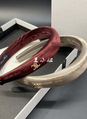 韩国大牌风植绒字母缎面高颅顶发箍气质百搭个性时尚海绵头箍发卡