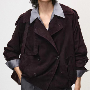 羊皮老钱风休闲双排扣短款 今年流行特惠HN4182真皮皮衣秋季 新款