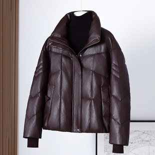 休闲宽松百搭白鸭绒外套 短款 今年流行特惠绵羊皮羽绒服女冬装 新品