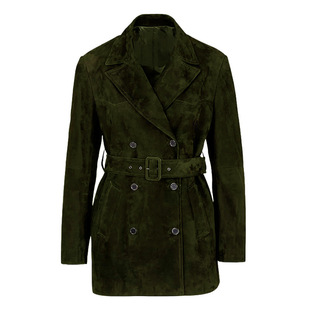 今年流行特惠真皮皮衣HN5223秋冬新款 头层山羊反绒英伦风双排扣