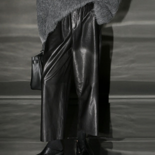 今年流行特惠真皮皮裤 2全植鞣羊皮阔腿松紧腰舒适宽松原宿 HN3661