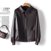 今年流行特惠海宁皮衣女中长款 黑色立领系带收腰皮夹克秋冬新款