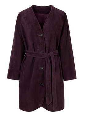 今年流行特惠真皮皮衣HN3245-1 头层山羊反绒韩系阔版浴袍风V领