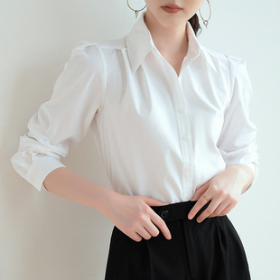 今年流行特惠法式正肩长袖白色衬衫女2026春夏新款通勤职业正装