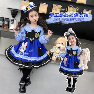 湖州织里童装女童秋季新款连衣裙兔子警官公主裙小女孩蓬蓬裙