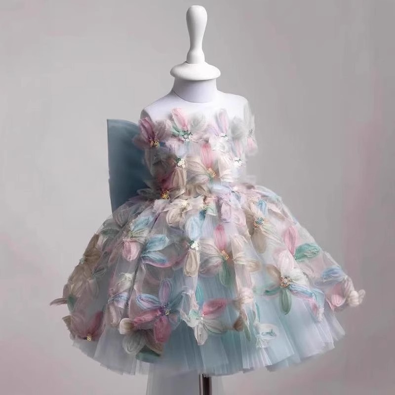 儿童晚礼服蓬蓬裙高端主持轻奢小众生日走秀公主裙女童钢琴演出服