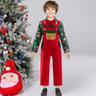 2026圣诞节男童两件套儿童圣诞套装表演服装领结演出表演礼服裤子