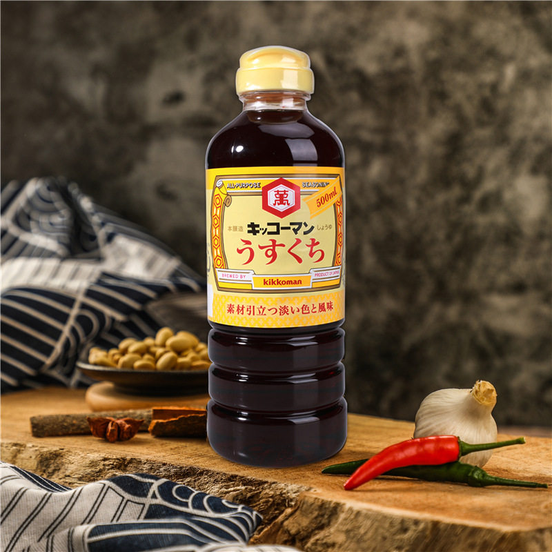 日本进口万字淡口酱油500ml龟甲万家用炒菜寿司刺身薄口酿造酱油