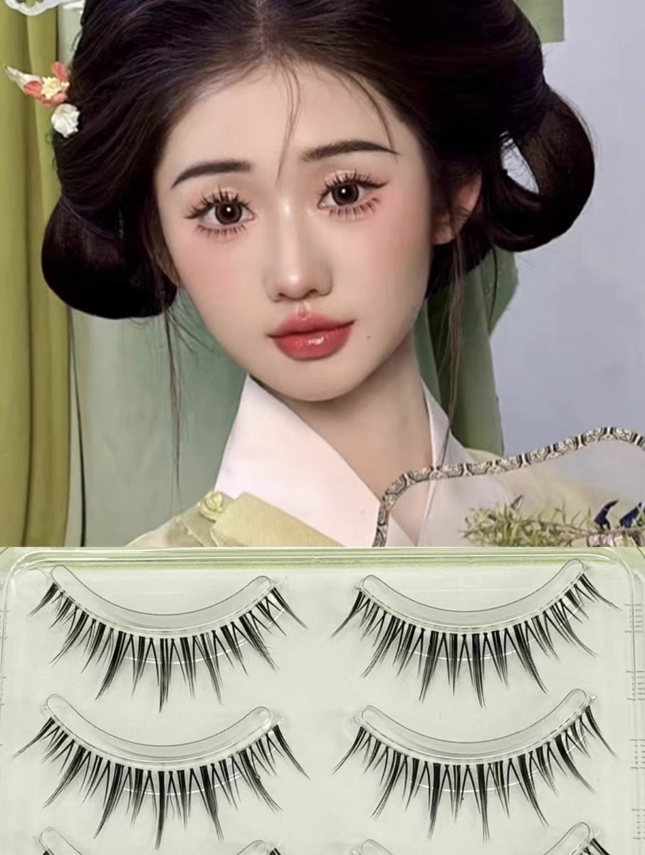 GGRG透明梗假睫毛M35 日系手工纤长卷翘中间长两边短自然假眼睫毛