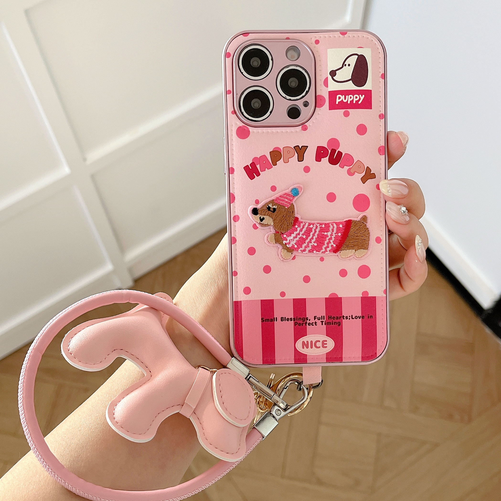 适用苹果手机壳皮质鼓包腊肠狗