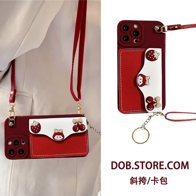 可爱女孩皮质零钱卡包适用vivo y300手机壳iqooneo9小众X90x80x70pro背带y52斜挎y76s挂绳s16e卡通y78+软y70s